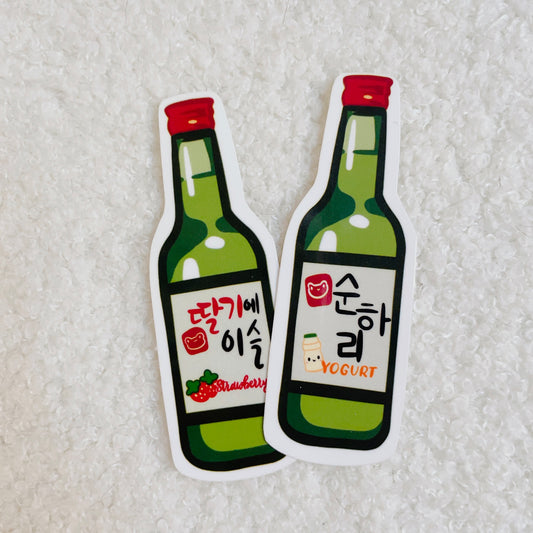 Yogurt and Strawberry Soju Sticker 2pk