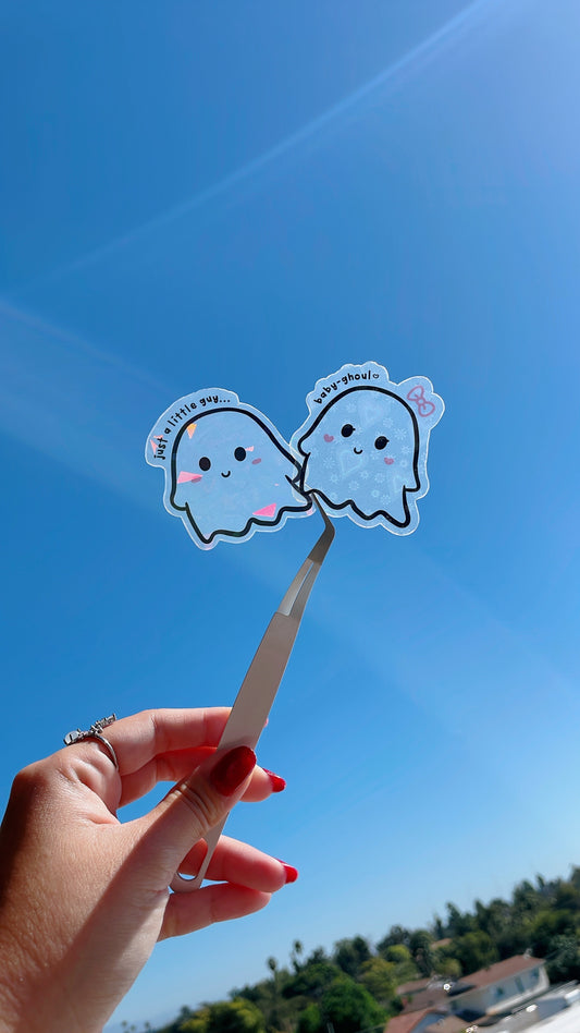 Little guy and his baby ghoul sticker