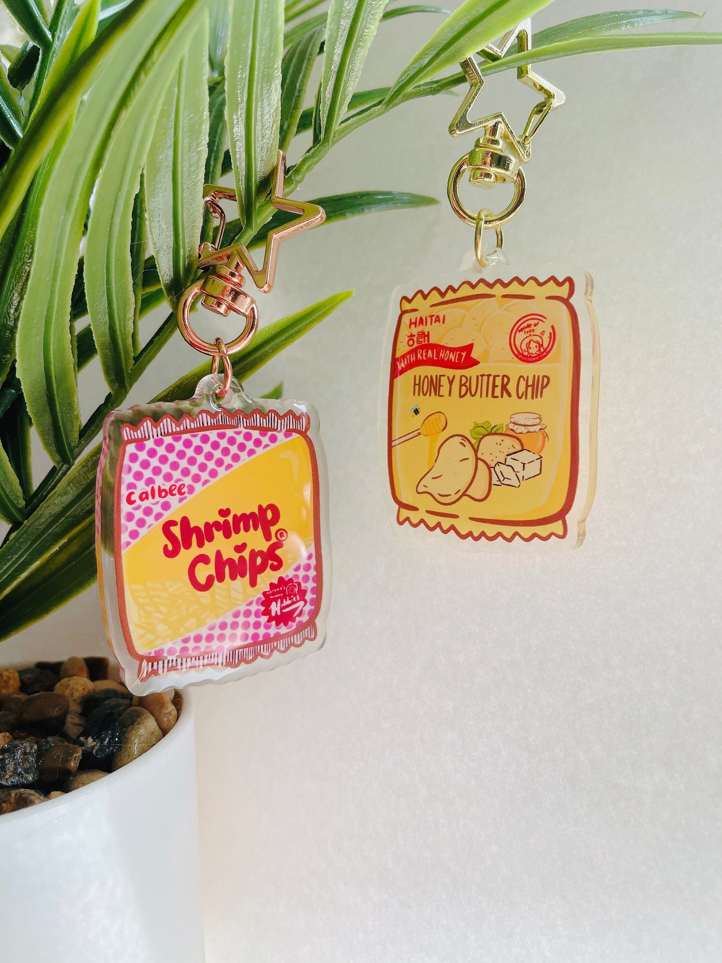 Shrimp Chips and Honey Butter Chips Epoxy Coated Keychains